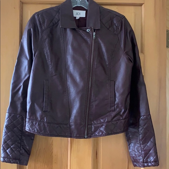 Jackets & Blazers - Maroon Faux leather moto jacket